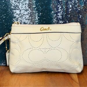 Coach Y2K Archival Signature Perforated Leather Wristlet Ivory White (EUC)